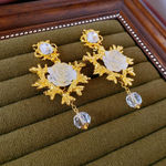 Veile Studios Heart Flower Tassel Palace Style Retro Exaggerated Alloy Earrings