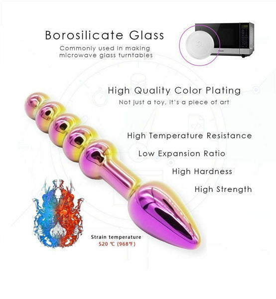 18Cm Pretty Glass Double Ended Anal Beads Dildo Butt Plug Anal Balls & Beads