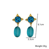 Earrings Veile Studios Middle Aged Style Blue Crystal Pendant Women's Artistic Retro