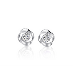 Veile Studios 925 Sterling Silver Rose Flower Shaped With White Cubic Zircon Earrings