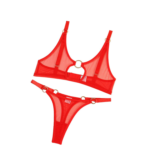 Minimally Designed Underwire Bra Set With  Perspective Mesh And Erotic Lingerie Two Piece Set Bras & Bra Sets