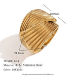Veile Studios Retro Hand Decorated Geometric Fan Shaped Stripe Cross Ring For Women Rings