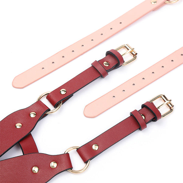 Womens Leather Pu Face Mask Fantasy Fetish Black Pink Red Fetish Masks