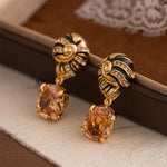 Earrings Veile Studios Drip Oil Palace Style Zircon Stone Pendant Screw For Elegant Occasions