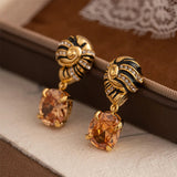 Earrings Veile Studios Drip Oil Palace Style Zircon Stone Pendant Screw For Elegant Occasions