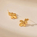 Earrings Veile Studios Irregular Three Dimensional Leaf Plated Earring In 18K Real Gold Colour