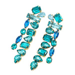 Veile Studios Water Drop Shape Colourful Glass Rhinestone Long Tassel For Women And Girls Earrings