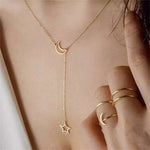 Necklaces & Pendants Veile Studios Star Moon Pendant Minimalist Necklace For Women With Adjustable Length