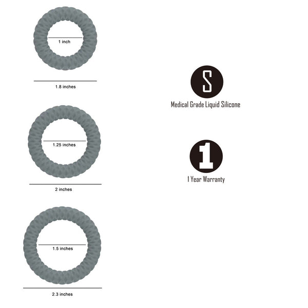 Maia Onyx Grey  Ring Set Of 3 Sizes  Rings