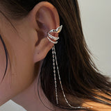 Veile Studios No Pierced Ears Long Elf Clips Gothic Style Chain Earrings