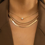 Veile Studios Retro Snake Bone Twist Chain Necklace With Rhinestone Pendant For Women Necklaces & Pendants