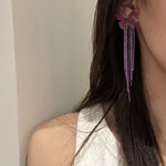 Veile Studios Butterfly Long Tassel Design Metal Elegant Ladies Women Jewelry Earrings