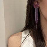 Veile Studios Butterfly Long Tassel Design Metal Elegant Ladies Women Jewelry Earrings