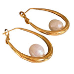 Earrings Veile Studios Large Oval Freshwater Pearl Fashion Commuting Copper Material