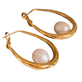 Earrings Veile Studios Large Oval Freshwater Pearl Fashion Commuting Copper Material
