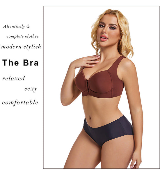 Smooth Thin Bra Front Buckle  Gathering Without Steel Ring Adjustment Women's Underwear Bras