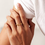 Veile Studios Titanium Steel 18K Gold Plated Irregular Inlaid White Pearl Open Ring Rings