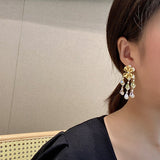 Earrings Veile Studios S925 Silver Needle Flower Tassel With Gradient Colored Zircon Details