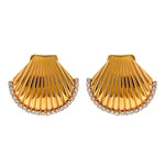 Veile Studios Scalloped Shell With Rhinestones And Titanium Steel For Women Ladies Jewelry Earrings