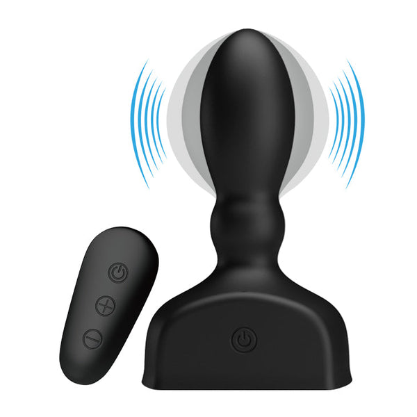 Mr Play Inflatable Anal Plug Black Usb Rechargeable With Wireless Remote Vibrating Butt Plugs