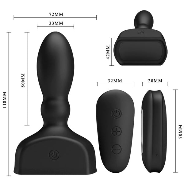 Mr Play Inflatable Anal Plug Black Usb Rechargeable With Wireless Remote Vibrating Butt Plugs