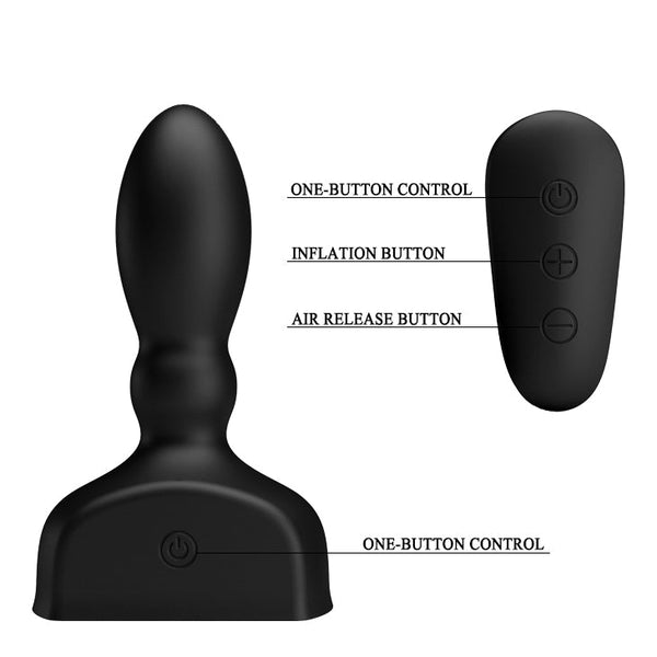 Mr Play Inflatable Anal Plug Black Usb Rechargeable With Wireless Remote Vibrating Butt Plugs