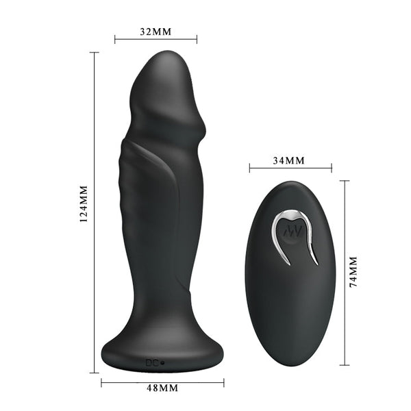 Mr Play Powerful Vibrating Anal Plug Black 12.4 Cm Usb Rechargeable With Remote Vibrating Butt Plugs