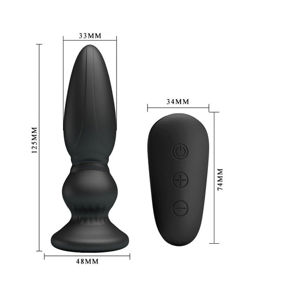 Mr Play Powerful Vibrating Anal Plug Black 12.5 Cm Usb Rechargeable With Remote Vibrating Butt Plugs