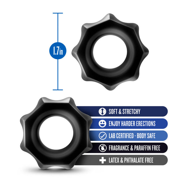 Stay Hard Nutz Black Set Of 2  Rings