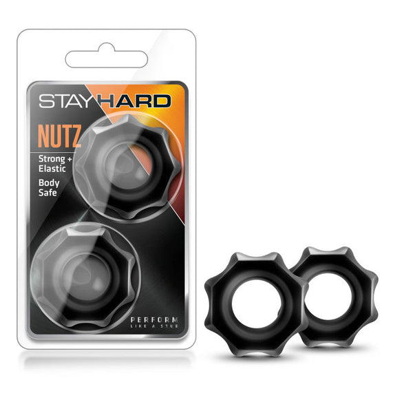 Stay Hard Nutz Black Set Of 2  Rings