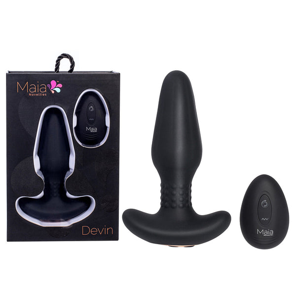 Maia Devin Black Usb Rechargeable Vibrating Butt Plug Vibrating Butt Plugs