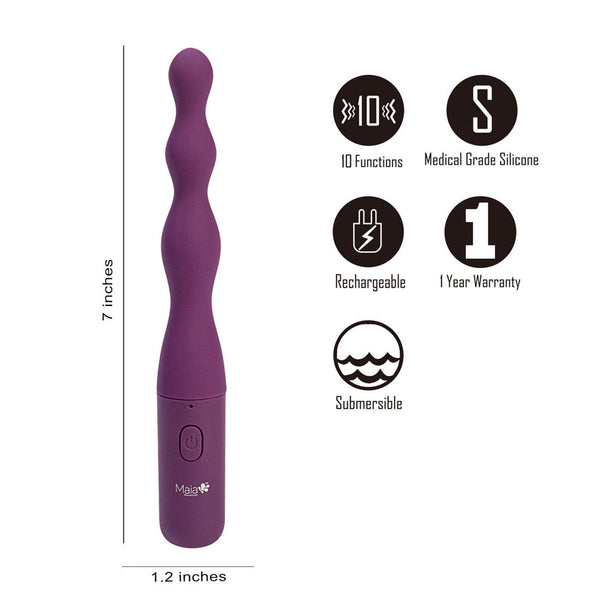 Maia Dani Purple 17.8 Cm Usb Rechargeable Beaded  Vibrating Butt Plugs