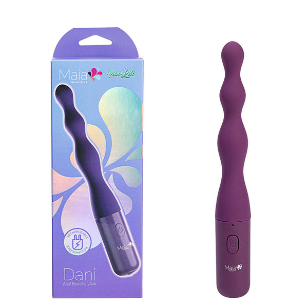 Maia Dani Purple 17.8 Cm Usb Rechargeable Beaded  Vibrating Butt Plugs