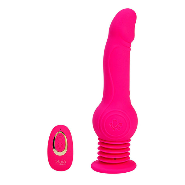 Maia Tegan Pink 23.6 Cm Usb Rechargeable Jumping Vibrating Dong With Remote Realistic Dildos
