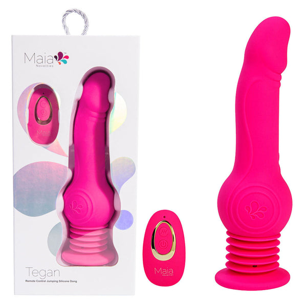 Maia Tegan Pink 23.6 Cm Usb Rechargeable Jumping Vibrating Dong With Remote Realistic Dildos