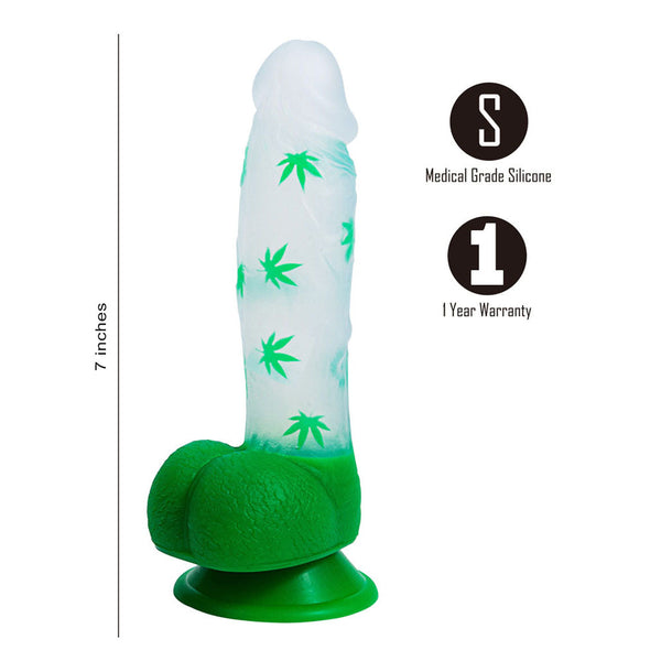 Maia Leif Clear/Green 17.8 Cm Leaf Print Dong Realistic Dildos