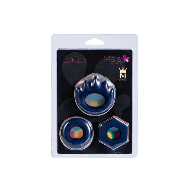Maia Lonzo Blue Silicone Set Of 3  Rings