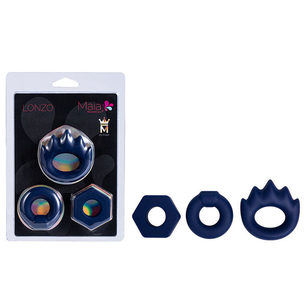 Maia Lonzo Blue Silicone Set Of 3  Rings