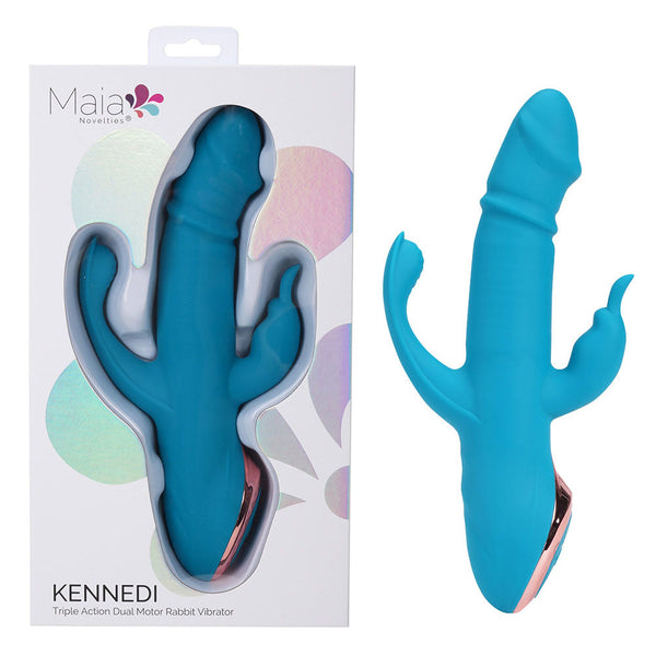 Maia Kennedi Blue 23.5 Cm Usb Rechargeable Triple Stimulating  Wireless s