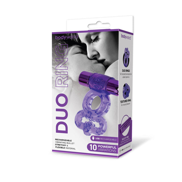 Bodywand Rechargeable Duo Ring Purple Usb Rechargable Vibrating   Rings