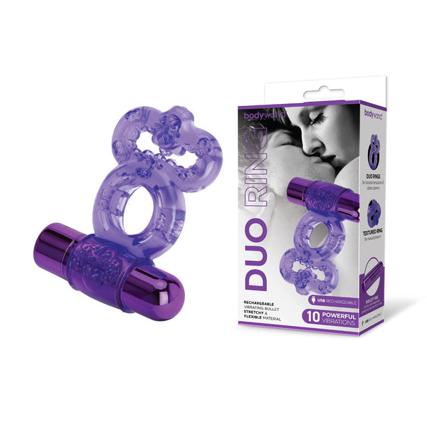 Bodywand Rechargeable Duo Ring Purple Usb Rechargable Vibrating   Rings