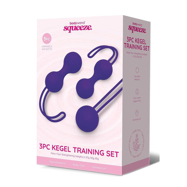 Bodywand Squeeze 3Pc Kegel Training Set Purple Weighted Ball Piece Kit Kegel Exercisers