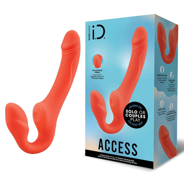 Bodywand Id Access Strapless Strap On Orange 15.2 Cm Usb Rechargeable Strap Ons
