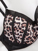 Bra Set With Leopard Pattern Splicing 4 Piece Set Bras & Bra Sets