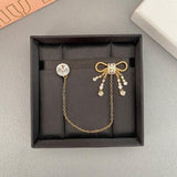 Brooches Veile Studios Vintage Bow Tassel Brooch Brass Gold Temperament For Accessories