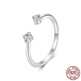 Veile Studios Silver Charm Moissanite Open Ring Fashionable Versatile Stackable S925 Rings