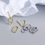 Veile Studios S925 Sterling Silver Geometric Square Paperclip Convertible Link Hoop Earrings