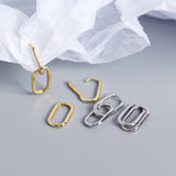 Veile Studios S925 Sterling Silver Geometric Square Paperclip Convertible Link Hoop Earrings