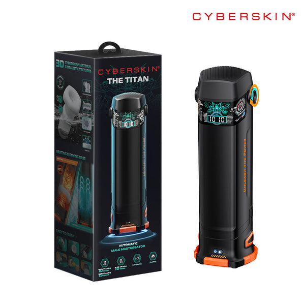 Cyberskin The Titan Black Usb Rechargeable Thrusting & Vibrating Auto Masturbator With Heater Masturbators