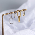 Veile Studios S925 Sterling Silver Geometric Square Paperclip Convertible Link Hoop Earrings